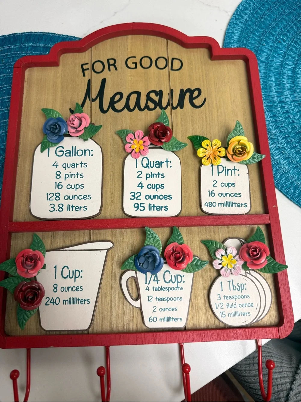 The Pioneer Woman For Good Measure Wall Decor - Red Trim with Multicolor Floral